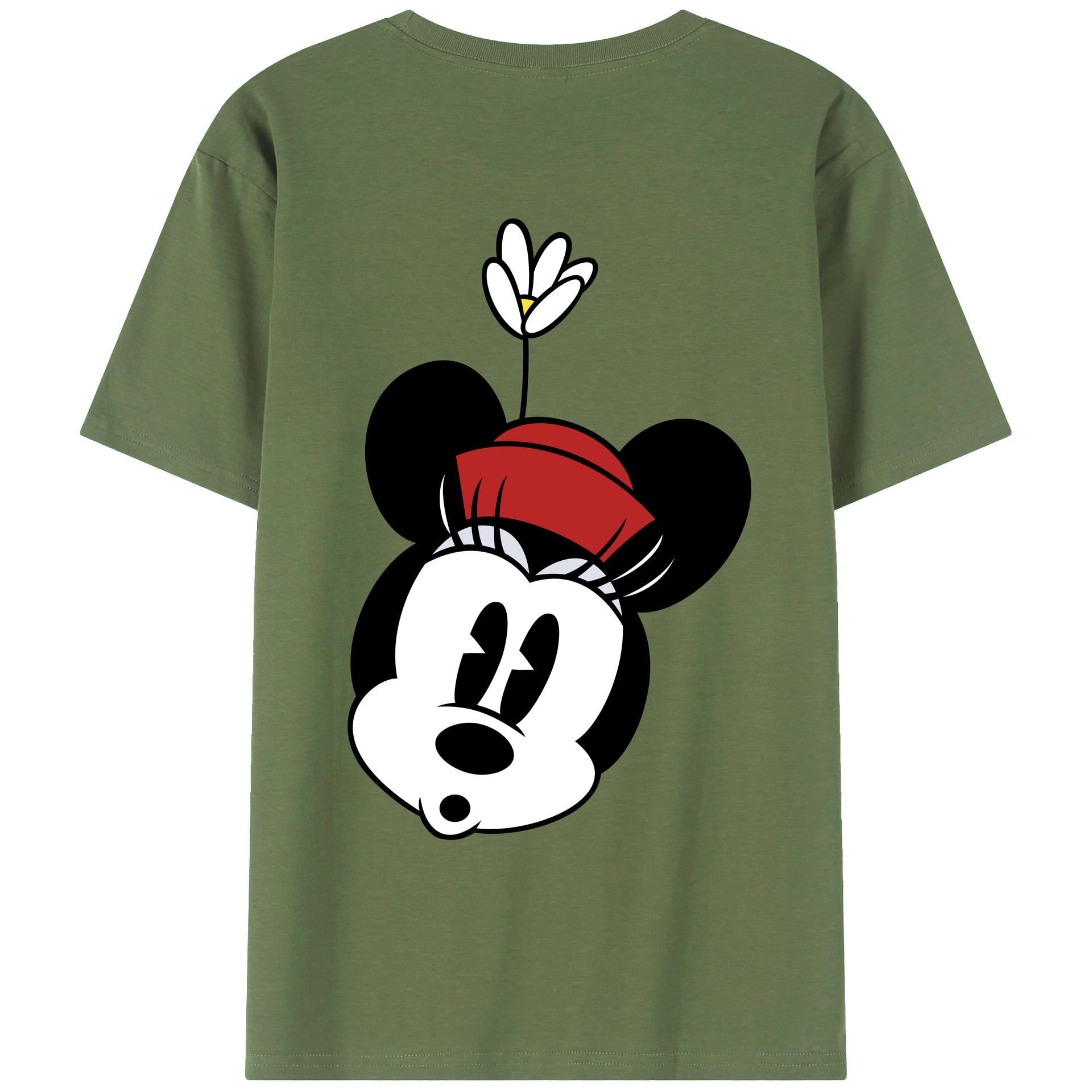 ミッキーマウス Mickey Mouse 綿100％ メンズ半袖Tシャツ（バックプリント） 通気性